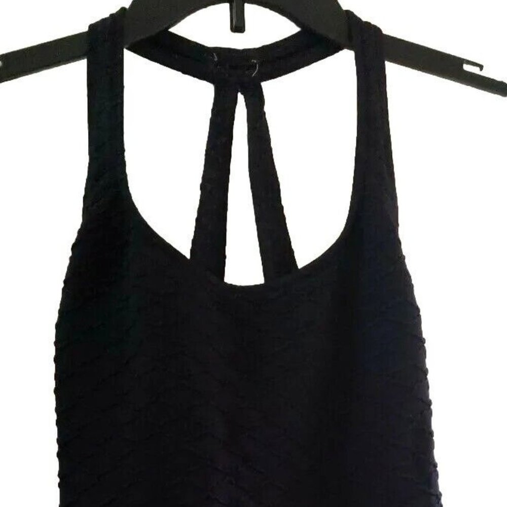 Vintage Mainstream Made in the USA Black One Piece Swimsuit Gold Button Accent